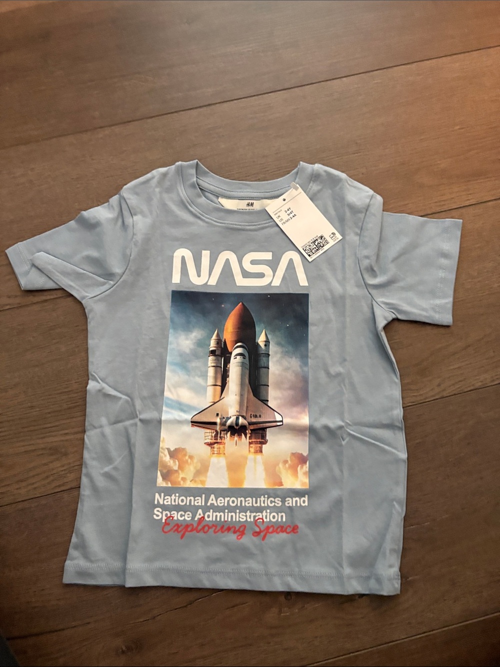 H&M Light Blue NASA Rocket Graphic Tee